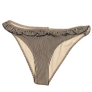Cupshe women's black and white striped bikini bottom with ruffle size m